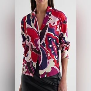 Paisley Button Up Boxy Shirt XL New with Tags